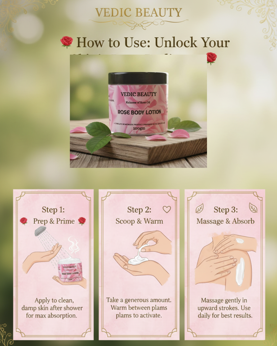 Rose Body Lotion (No more dryness) - Image 4