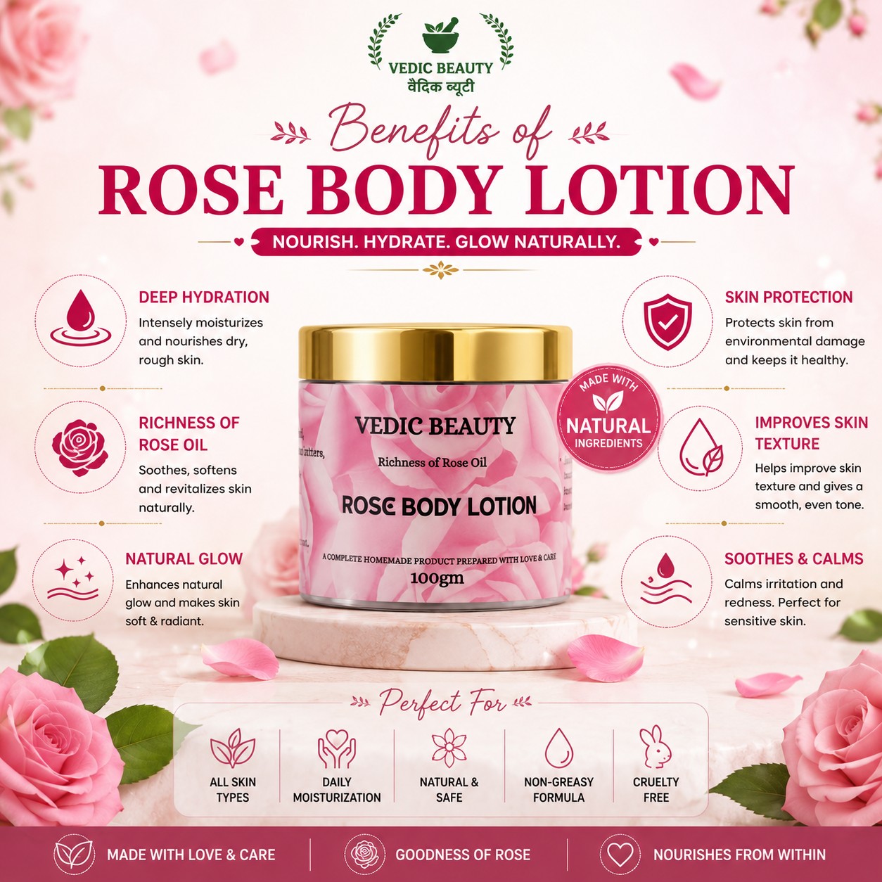 Rose Body Lotion (No more dryness) - Image 3